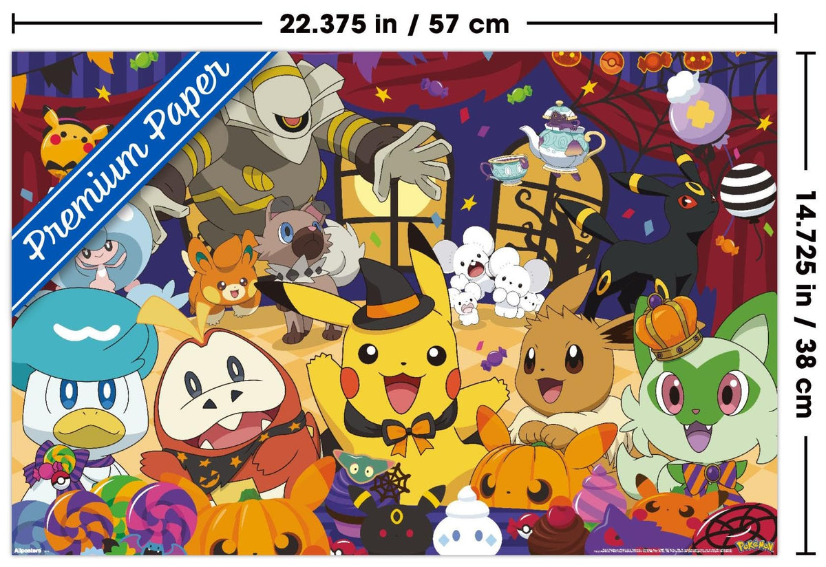 Pokémon : Fête d'Halloween - Affiche murale de groupe, 56,9 cm x 37,3 cm, version premium sans cadre