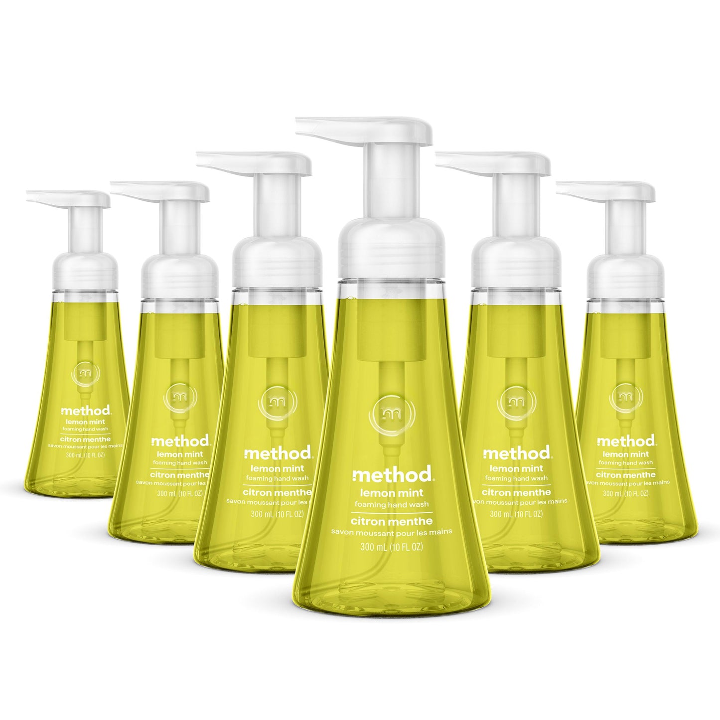 Method Foaming Hand Soap, Biodegradable Formula with Foaming Soap Dispenser Made of 100% Recycled Plastic, Lemon Mint Scent, 300 ml Soap Pump Bottles, 6 Pack Method