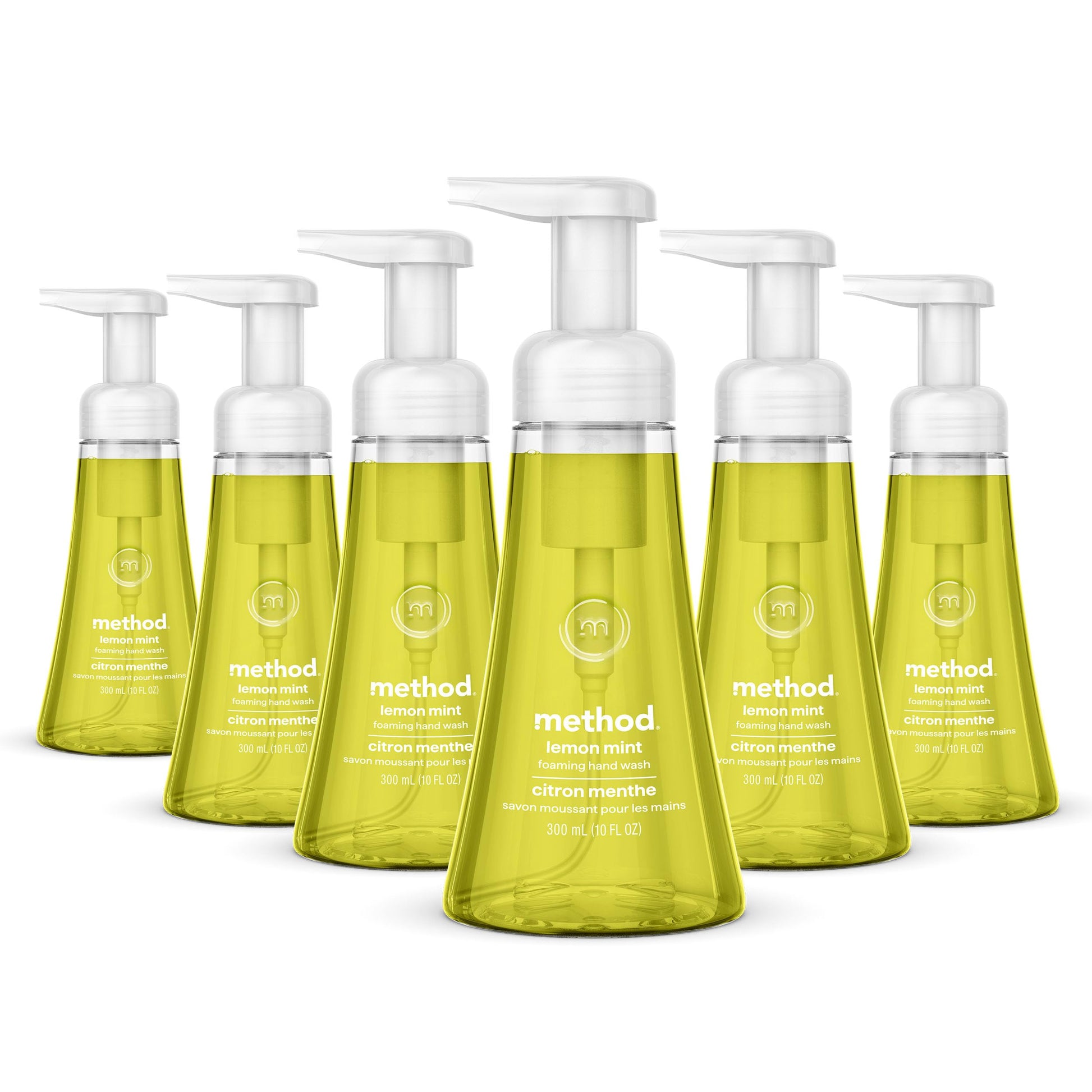 Method Foaming Hand Soap, Biodegradable Formula with Foaming Soap Dispenser Made of 100% Recycled Plastic, Lemon Mint Scent, 300 ml Soap Pump Bottles, 6 Pack Method