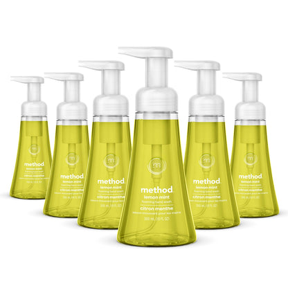 Method Foaming Hand Soap, Biodegradable Formula with Foaming Soap Dispenser Made of 100% Recycled Plastic, Lemon Mint Scent, 300 ml Soap Pump Bottles, 6 Pack Method