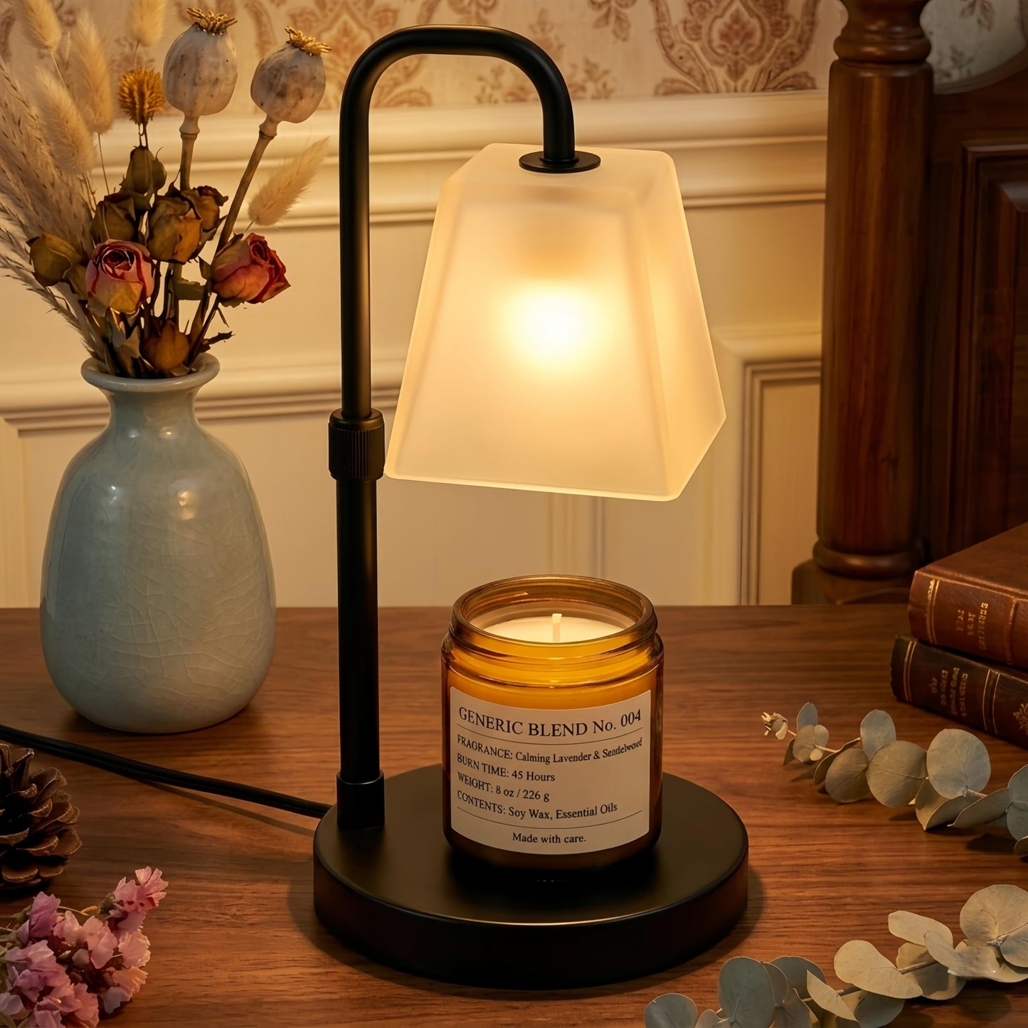 JIMEI Candle Warmer Lamp with Timer Electric Wax Warmer for Scented Wax Melt Warmer Light Melter for Jar Candles Dimmable Adjustable Height Gifts for Women Mom House Warming Frossted Glass Black - Available at All In One Marketplace Canada