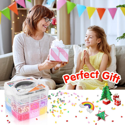 Fuse Beads Kit for Kids: 10000PC Melty Beads Set, 5MM Iron Melting Beads Craft Kit with 8 Pegboards,5 Ironing Paper and Accessories, Arts and Crafts Set Toys Gifts for Boys Girls Christmas Birthday 🍁 All In One Marketplace Canada