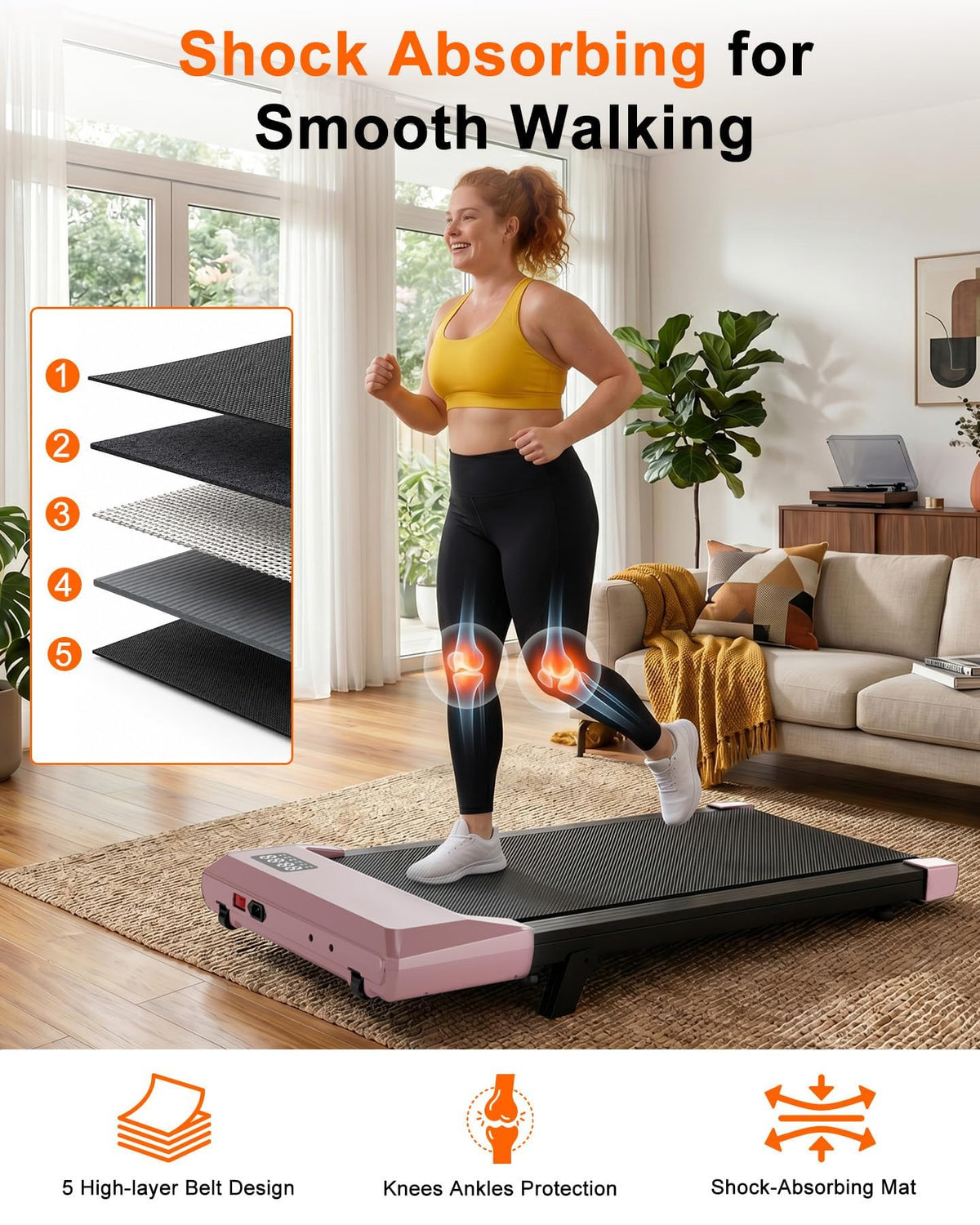 Lacuffy Walking Pad with 6% Incline, No-Assembly Under Desk Treadmill, 2.5 HP Quiet Motor, APP & Remote Control, LED Display, 306 lbs Capacity for Home/Office