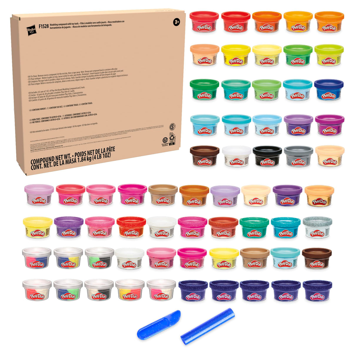 Play-Doh Ultimate Color Collection 65-Pack of Modeling Compound Christmas Stocking Stuffers,1-Oz Cans - Sapphire, Sparkle, Confetti, Metallic & Color Burst (Amazon Exclusive) 🍁 All In One Marketplace Canada