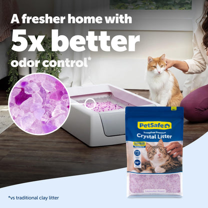 ScoopFree Premium Lavender Scent Crystal Litter, Superior Odor Control, Absorbs 5X Faster, Low Tracking for Less Mess, Lasts up to 2 Months, Lightly Scented (8 lb Bag)