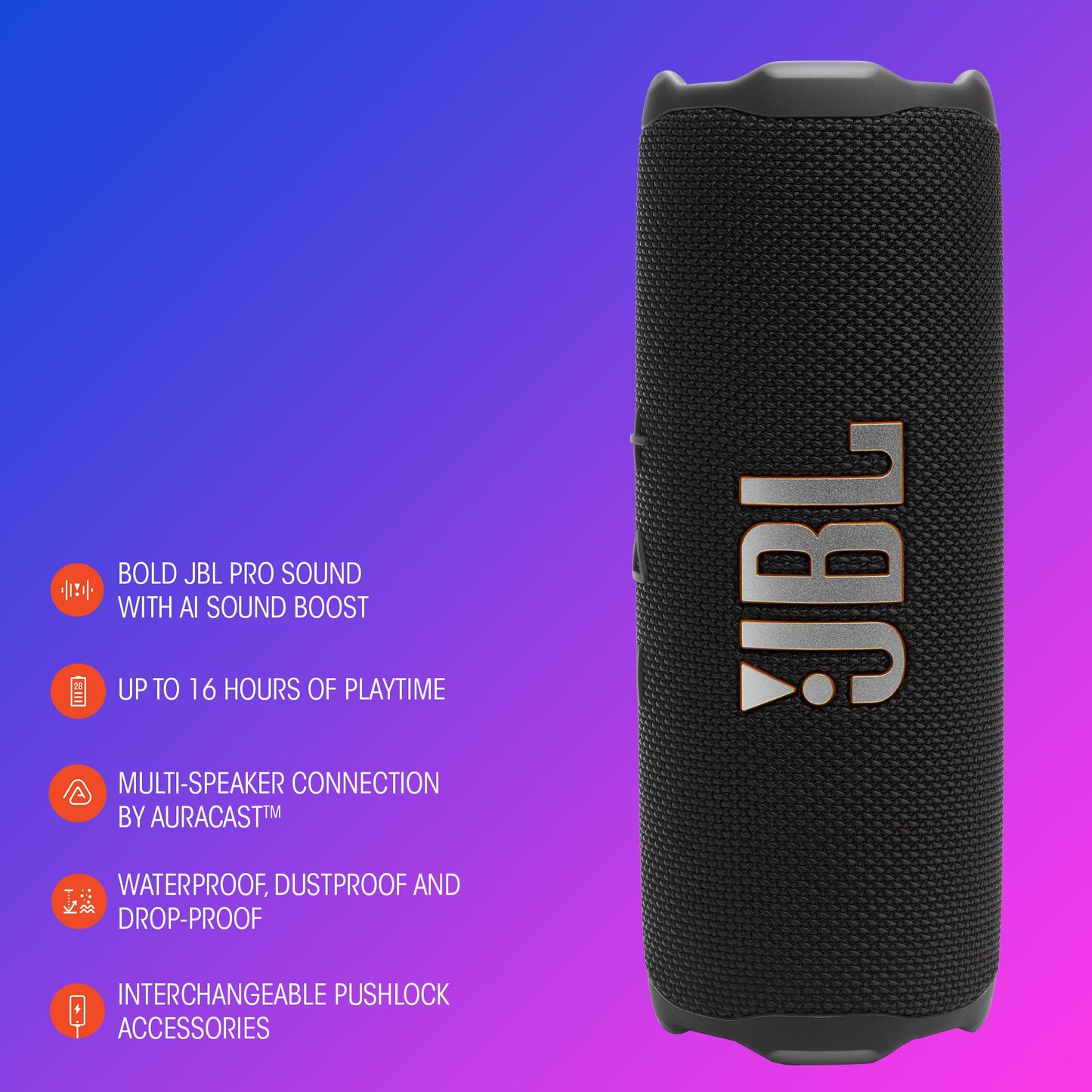 JBL Flip 7 - Portable Waterproof and Drop-Proof Speaker - Pink