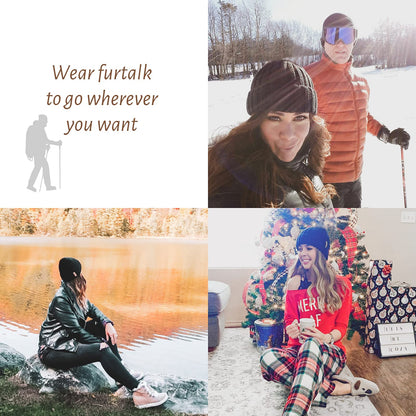 FURTALK Knit Beanie Hats for Women Men Double Layer Fleece Lined Chunky Winter Hat Beige 🍁 All In One Marketplace Canada