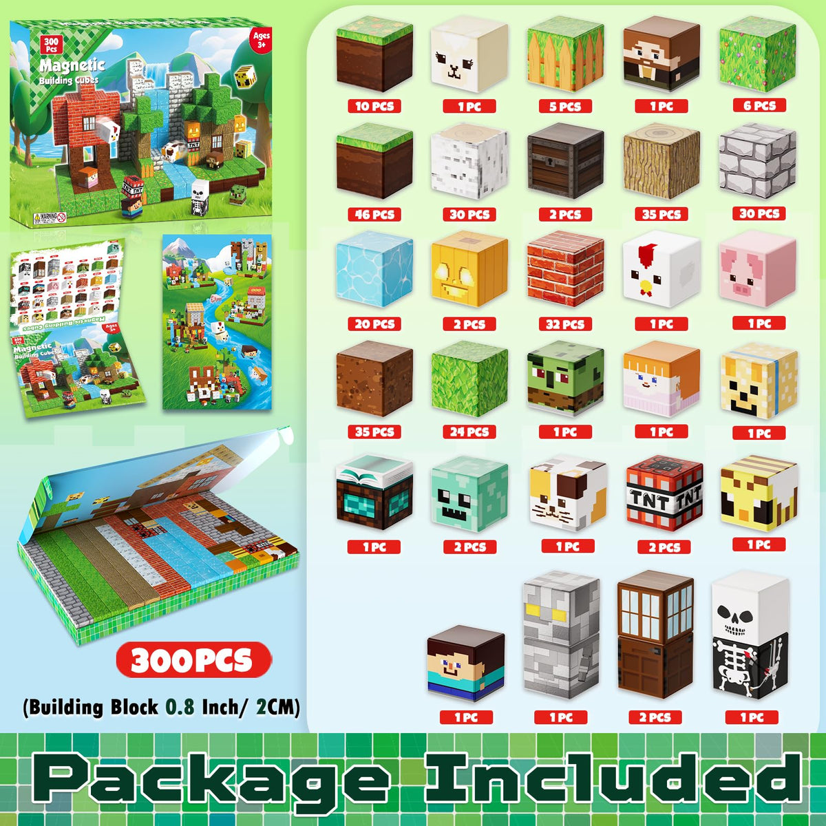 ToyUnited Magnetic Blocks 300 Pieces Build Mega Forest Castle, Cute Fun Magnetic Building Blocks Stacking Toys, Montessori Sensory Toy for Kids Aged 3+ 4 5 6 7 8 Years Old Boys Girls Gift Christmas 🍁 All In One Marketplace Canada