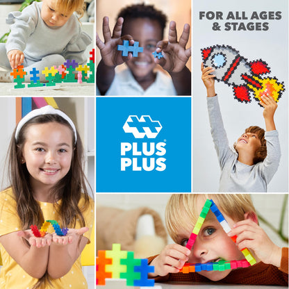 PLUS PLUS - 100 Pcs 30 x 50 mm Big Basic Colors Mix Building Blocks PLUS PLUS