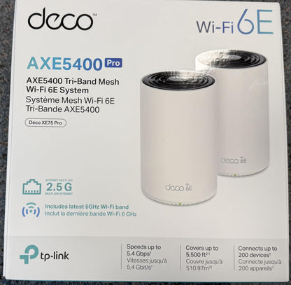 TP-Link Deco AXE5400 Tri-Band WiFi 6E Mesh System(Deco XE75 Pro) - 2.5G WAN/LAN Port, Covers up to 5500 Sq.Ft, Replaces WiFi Router and Extender, AI-Driven Mesh, New 6GHz Band, 2-Pack 🍁 All In One Marketplace Canada