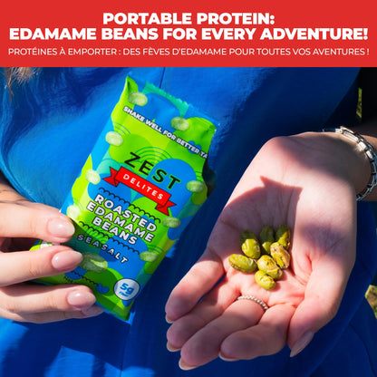 Zest Delites Roasted Edamame Snack Pack - 26g x 24 Units, 12g Protein, Sea Salt Flavor