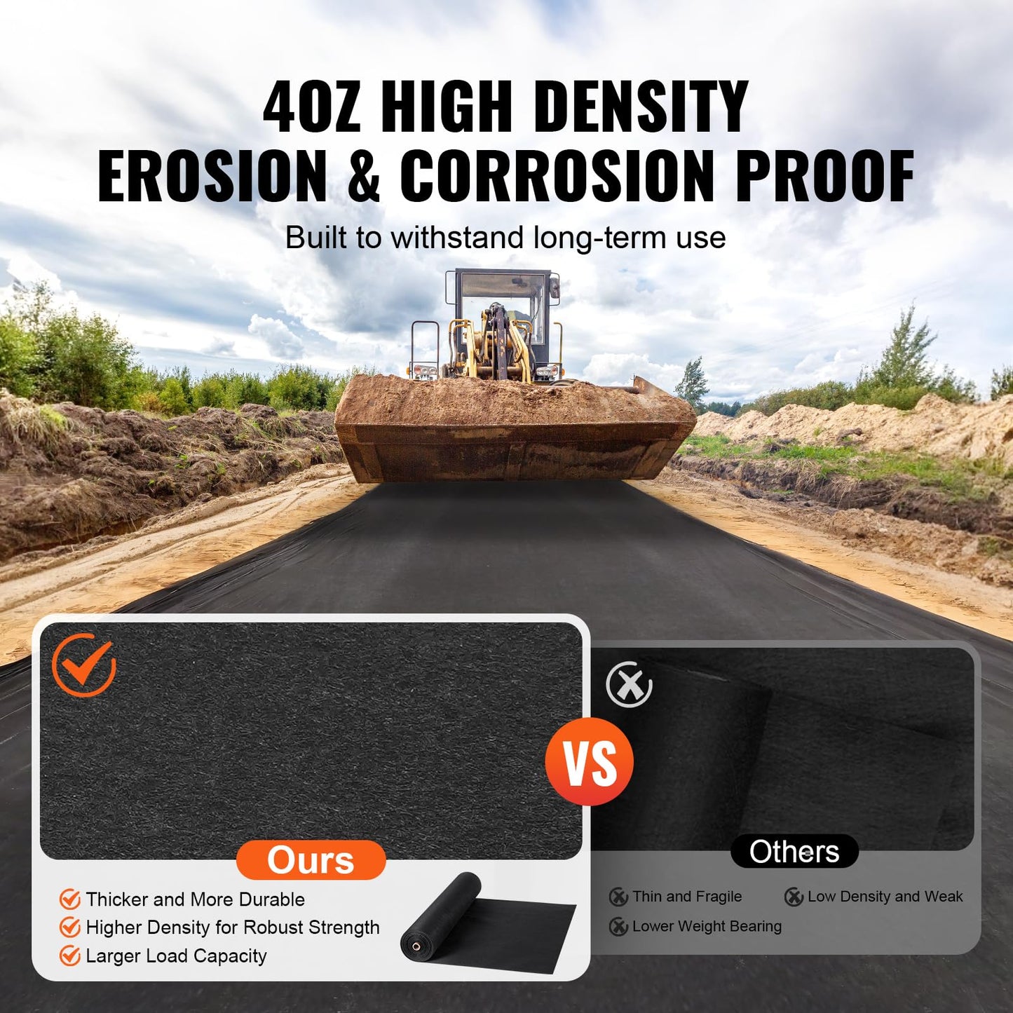 VEVOR Driveway Fabric, 3x100FT Non Woven Geotextile Fabric for Landscaping, Heavy Duty Garden Weed Barrier Fabric, 4OZ Landscape Fabric, French Drains Drainage Fabric, Ground Cover Weed Control Fabric 🍁 All In One Marketplace Canada