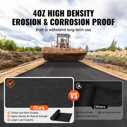 VEVOR Driveway Fabric, 3x100FT Non Woven Geotextile Fabric for Landscaping, Heavy Duty Garden Weed Barrier Fabric, 4OZ Landscape Fabric, French Drains Drainage Fabric, Ground Cover Weed Control Fabric 🍁 All In One Marketplace Canada