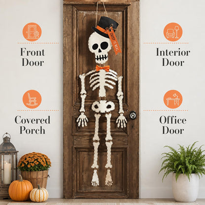 Mud Pie Skeleton Halloween Door Hanger, 65", White