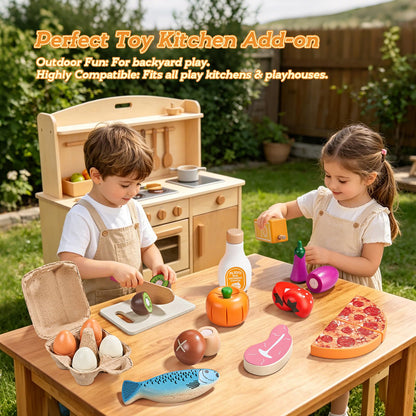 LAUGIGLE Wooden Play Food, Montessori Toy Food with Pizza Toy, Easter Eggs 🍁 All In One Marketplace Canada