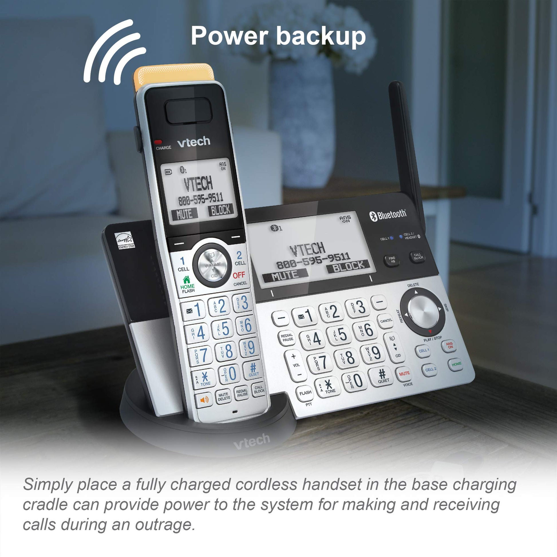 VTech IS8151-5 Answering System with 5 Handsets, Connect to Cell and Super Long Range (IS8151-5S) VTech