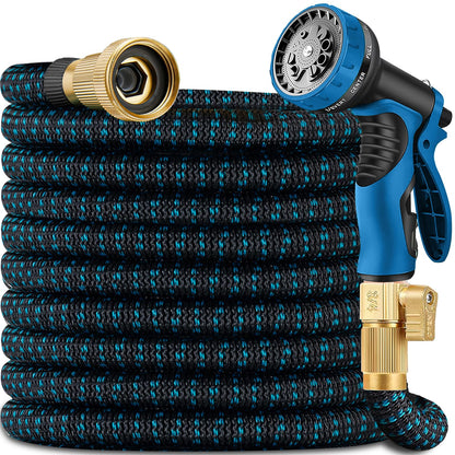 200 ft Expandable Garden Hose with 10 Spray Nozzle - Heavy Duty Superior Strength 3750D - 4 -Layer Latex Core - Expanding Water Hoses - Extra Strong Brass Connectors/Storage Bag