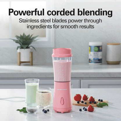 Hamilton Beach Personal Blender for Smoothies & Protein Shakes, Portable Single Serve Blender with Travel Lid, 14 oz BPA-Free Jar, 175W, Compact Countertop Blender Coral, 51171 🍁 All In One Marketplace Canada