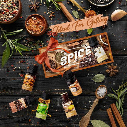 SALKING Spice Essential Oils Set, 6x10ml Fragrance Scented Oils for Diffuser, Candle and Soap Making - Cinnamon, Clove, Vanilla, Pumpkin Spice, Peppermint, Ginger 🍁 All In One Marketplace Canada