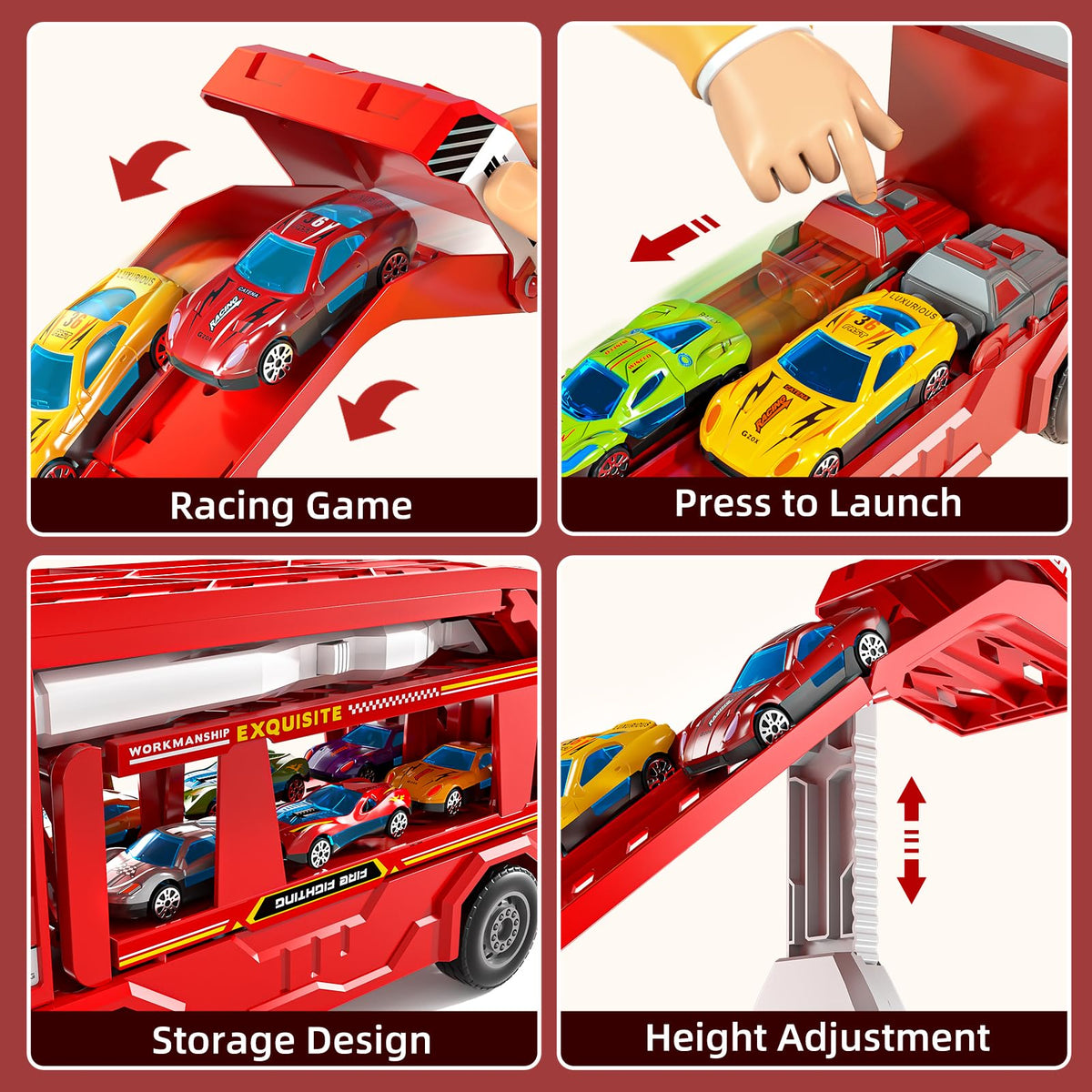 Transport Truck Toy for Kids, Transport Vehicle with Double Race Ramp Track 🍁 All In One Marketplace Canada