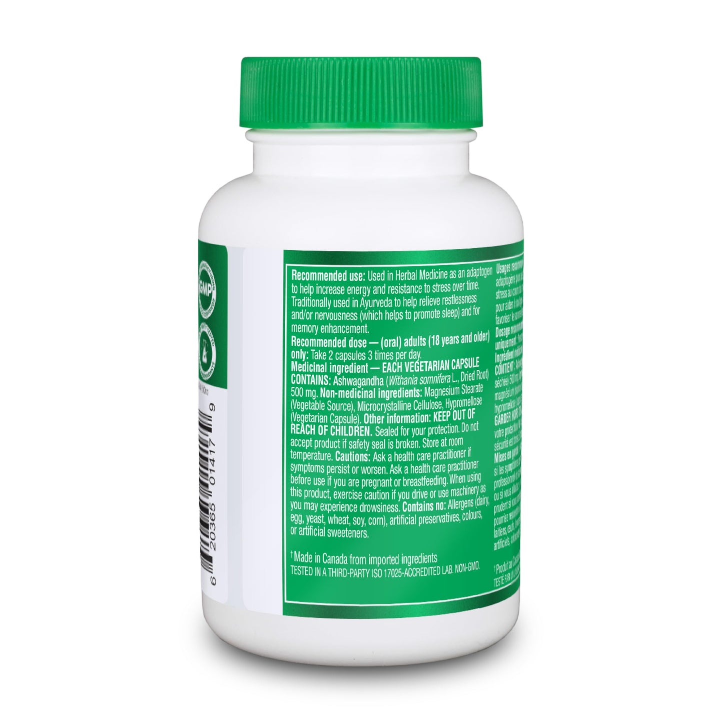 Organika Canadian-Made Ashwagandha- Stress Relief, Sleep Aid, Mood Enhancement, Thyroid and Blood Sugar Balance- 60 vcaps Organika