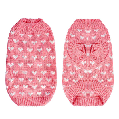 Dxhycc Knitted Dog Sweater Puppy Sweater Warm Pet Winter Clothes Cat Clothes Small Dogs Heart Sweaters for Cold Weather (Pink, S) 🍁 All In One Marketplace Canada