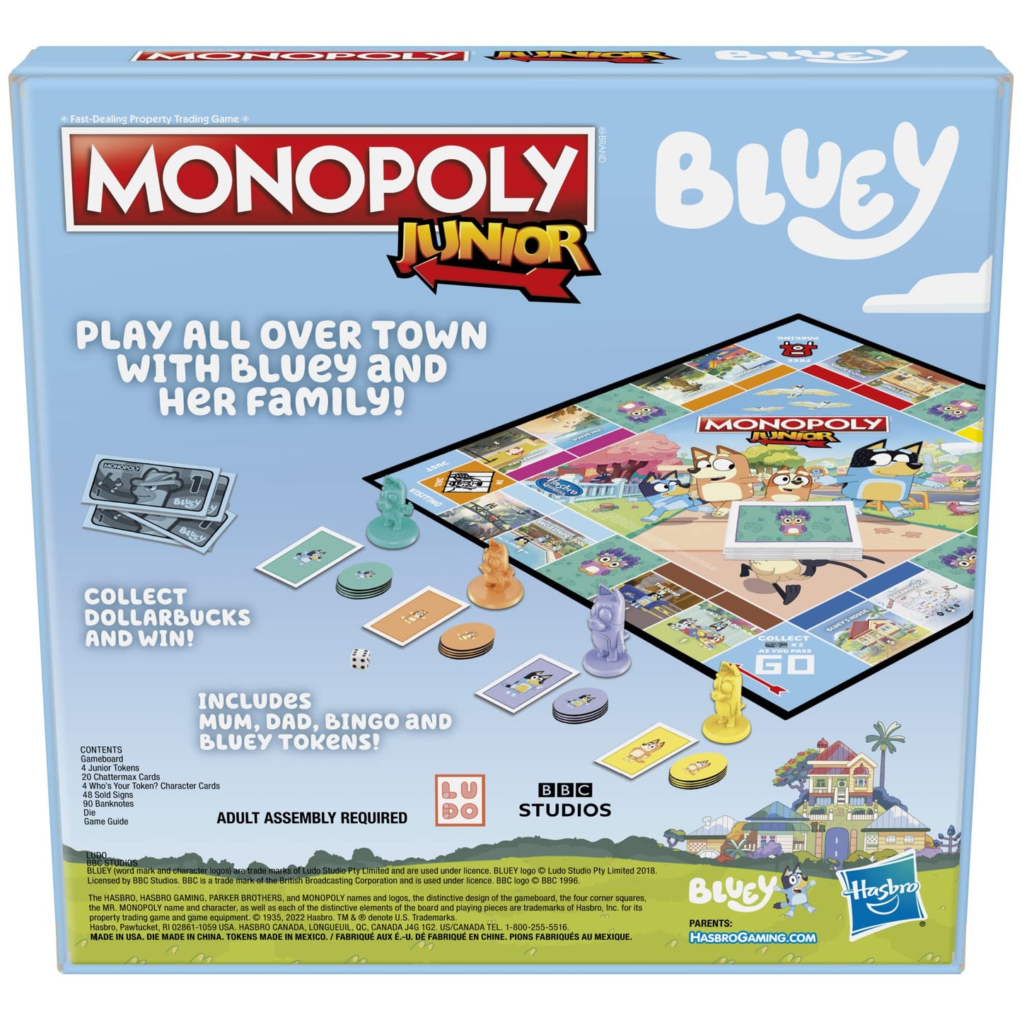 Monopoly Junior: Bluey Edition Board Game for Kids Ages 5+, Play as Bluey, Bingo, Mum, and Dad, Features Artwork from The Animated Series - English (Amazon Exclusive) Hasbro Gaming