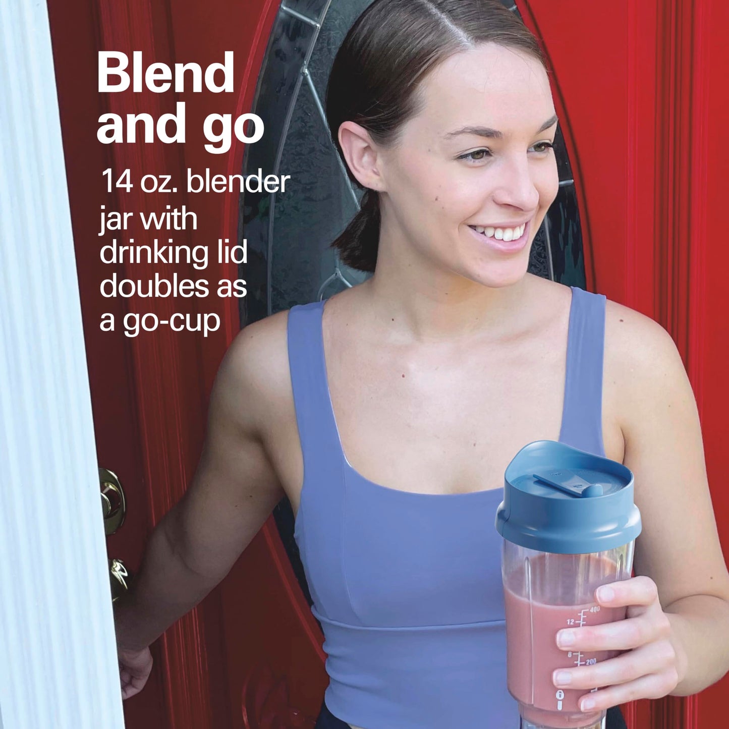 Hamilton Beach Personal Blender for Smoothies & Protein Shakes, Portable Single Serve Blender with Travel Lid, 14 oz BPA-Free Jar, 175W, Compact Countertop Blender, Tranquil Blue, 51172 🍁 All In One Marketplace Canada