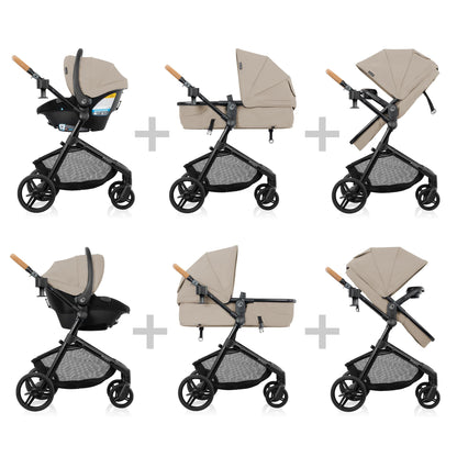 Evenflo Pivot NXT Travel System with LiteMax NXT Infant Car Seat - Latte Tan