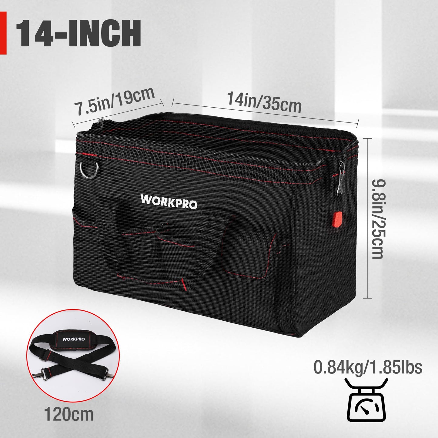 WORKPRO Close Top Wide Mouth Tool Bag Storage Organizer Close Tote, 14" 🍁 All In One Marketplace Canada WORKPRO