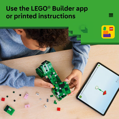 LEGO Minecraft The Creeper Kids Building Toy - Minecraft Toy for Boys & Girls, Ages 10+ - Room Decor for Gamers -W/ 1st Version Minifigure - Gift for Birthdays - 21276