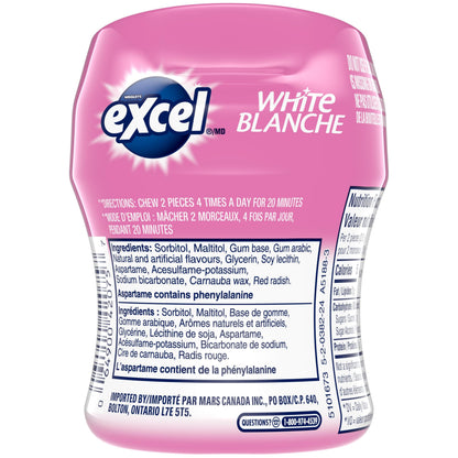 EXCEL White, Bubblemint Flavoured Sugar Free Chewing Gum, 60 Pieces, 6 Bottles - Available at All In One Marketplace Canada