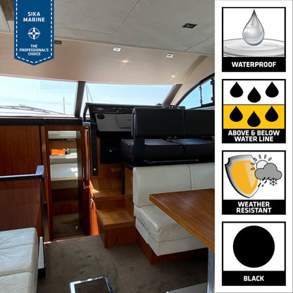 SIKA - Multi-Purpose Adhesive and sealant for Boats - Sikaflex-291 - Black - Marine use - Makes Elastic and Vibration-Resistant Seals - Low Odour - 300 mL SIKA