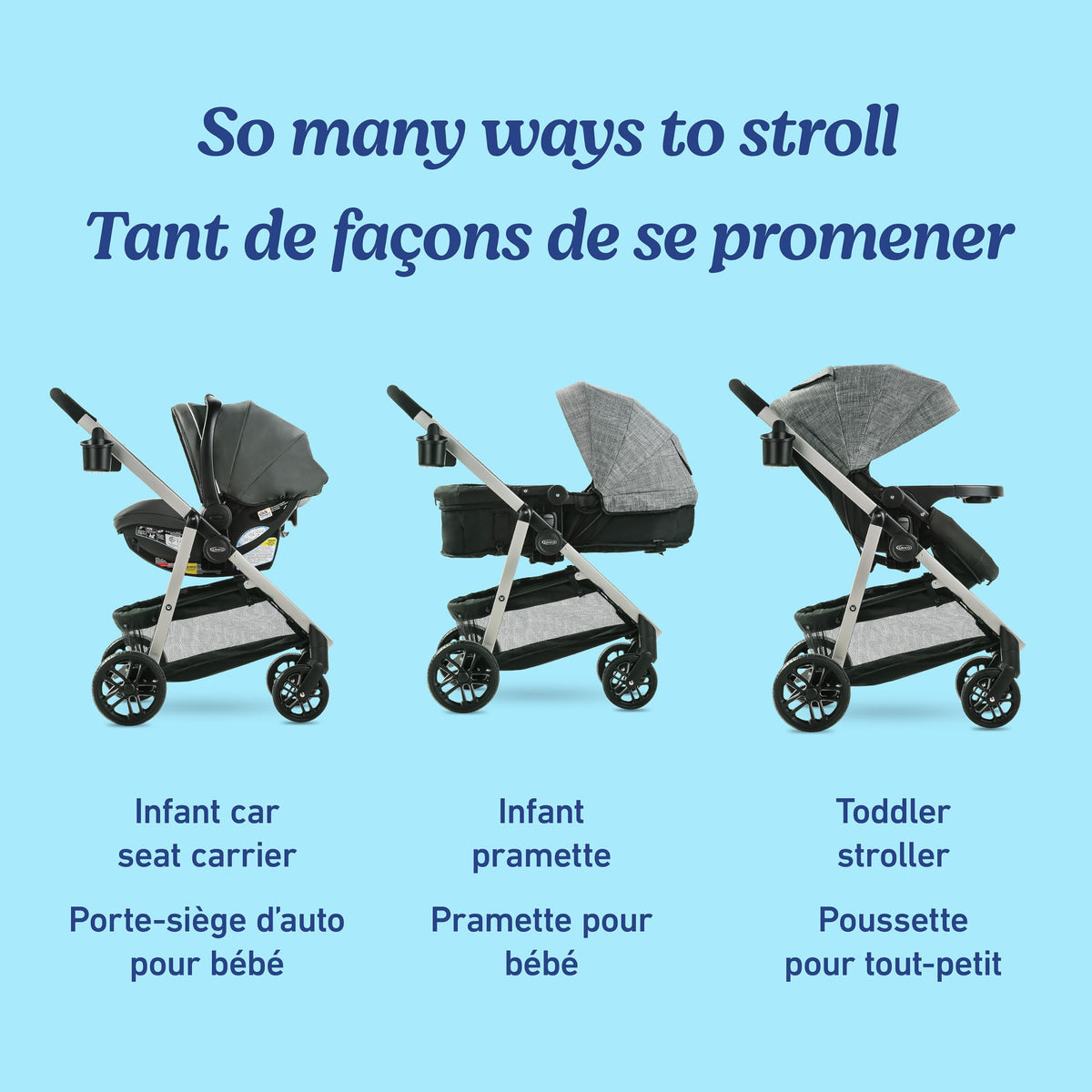 Graco Modes Pramette Travel System, 3-in-1 Baby Stroller and Car Seat Combo with SnugRide SnugLock 35 Infant Car Seat, Rear-Facing from 1.8-16 kg (4-35 lb), Britton
