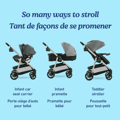 Graco Modes Pramette Travel System, 3-in-1 Baby Stroller and Car Seat Combo with SnugRide SnugLock 35 Infant Car Seat, Rear-Facing from 1.8-16 kg (4-35 lb), Britton