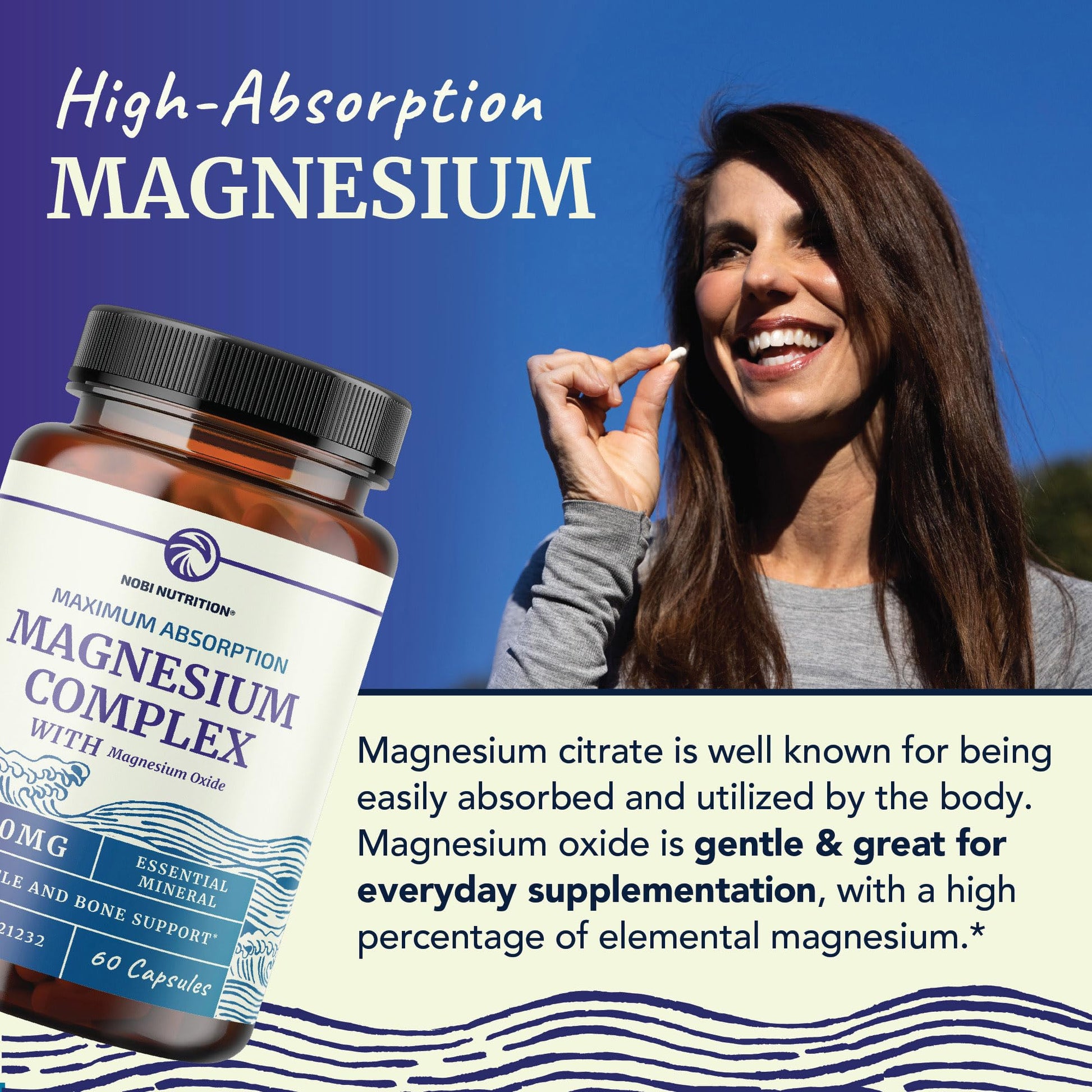 Magnesium Citrate Complex | 500MG | High Absorption Formula | Calm, Relaxation & Digestion Support Supplement with Elemental Magnesium Oxide | Made in Canada, Soy-Free | 60 Ct (2-Month Supply)