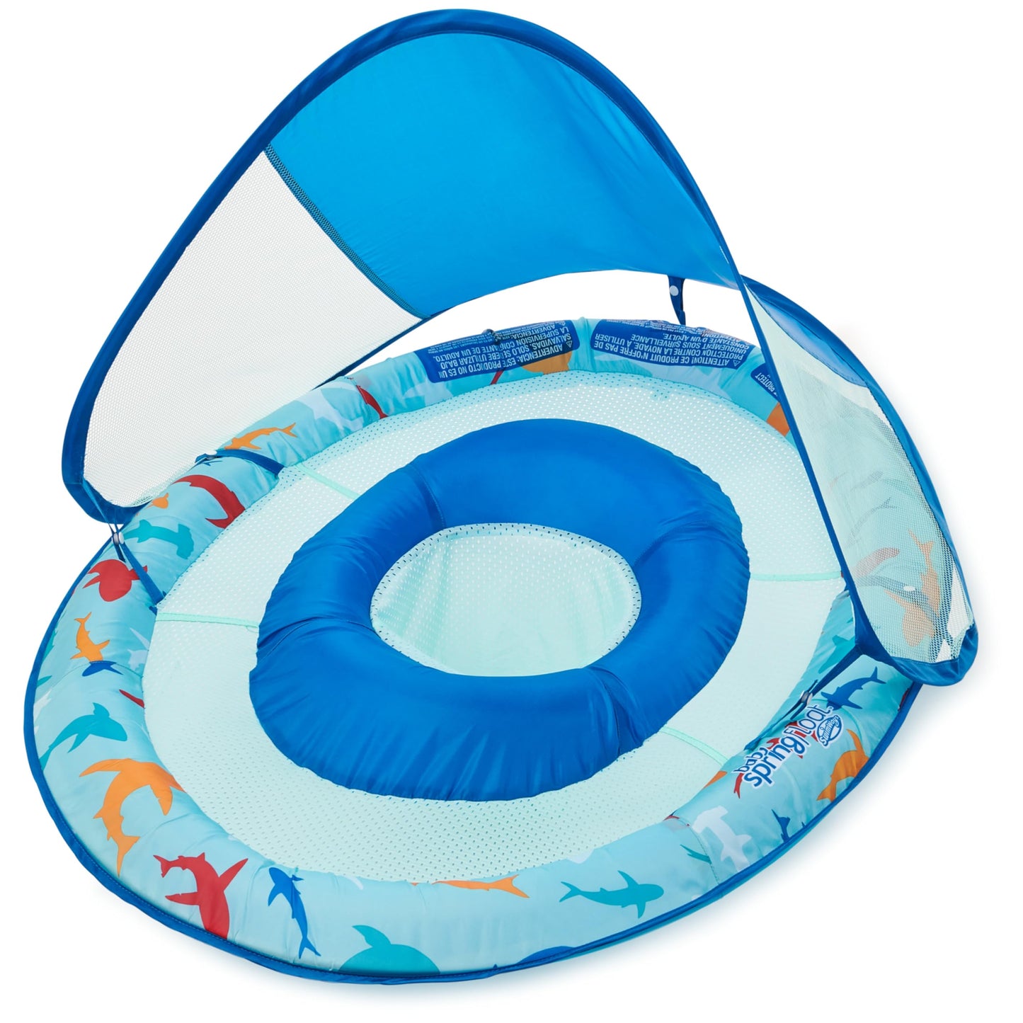 SwimWays Baby Spring Float, Baby Pool Float with Canopy, Swim Training PFD, Swimming Pool Accessories for Babies and Toddlers 9-24 Months, Shark 🍁 All In One Marketplace Canada