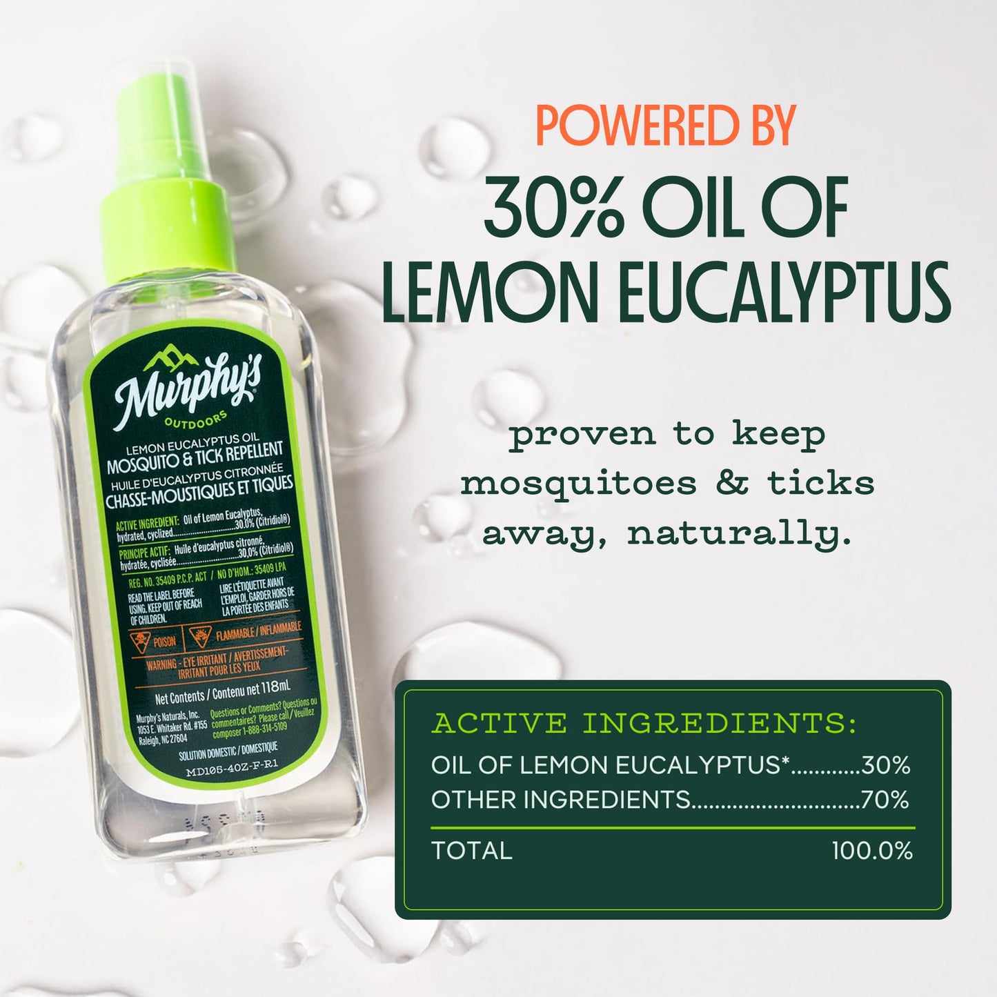 Murphy's Outdoors Mosquito & Tick Bug Repellent Spray, Oil of Lemon Eucalyptus for Skin and Outdoor Gear, 118mL Pump, 2-Pack