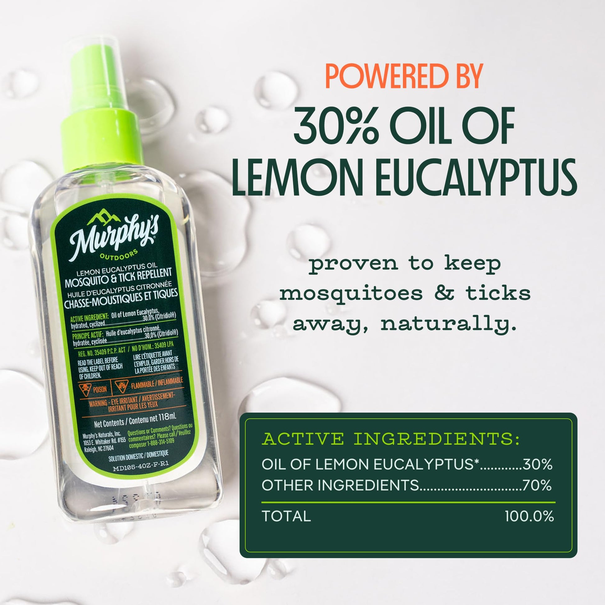 Murphy's Outdoors Mosquito & Tick Bug Repellent Spray, Oil of Lemon Eucalyptus for Skin and Outdoor Gear, 118mL Pump, 2-Pack