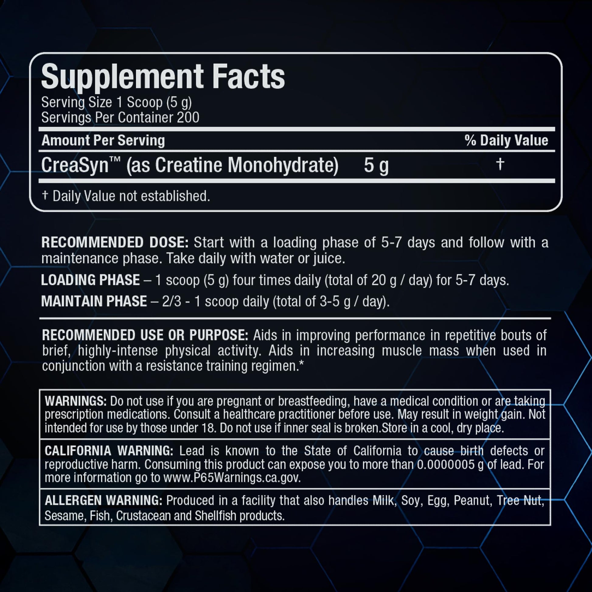 Allmax Creatine Monohydrate - Aid Muscle Growth & Strength Gains, No Artificial Ingredients - 1000g - 5g per Serving - 200 Servings