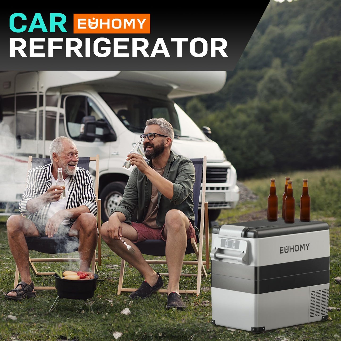 EUHOMY 12 Volt Refrigerator, 59QT(55L) Electric Cooler, 12V Fridge APP Control, 12V Cooler -4℉~68℉, Portable Freezer 12/24V DC 110-240V AC for Camping, Travel, Truck, Home 🍁 All In One Marketplace Canada