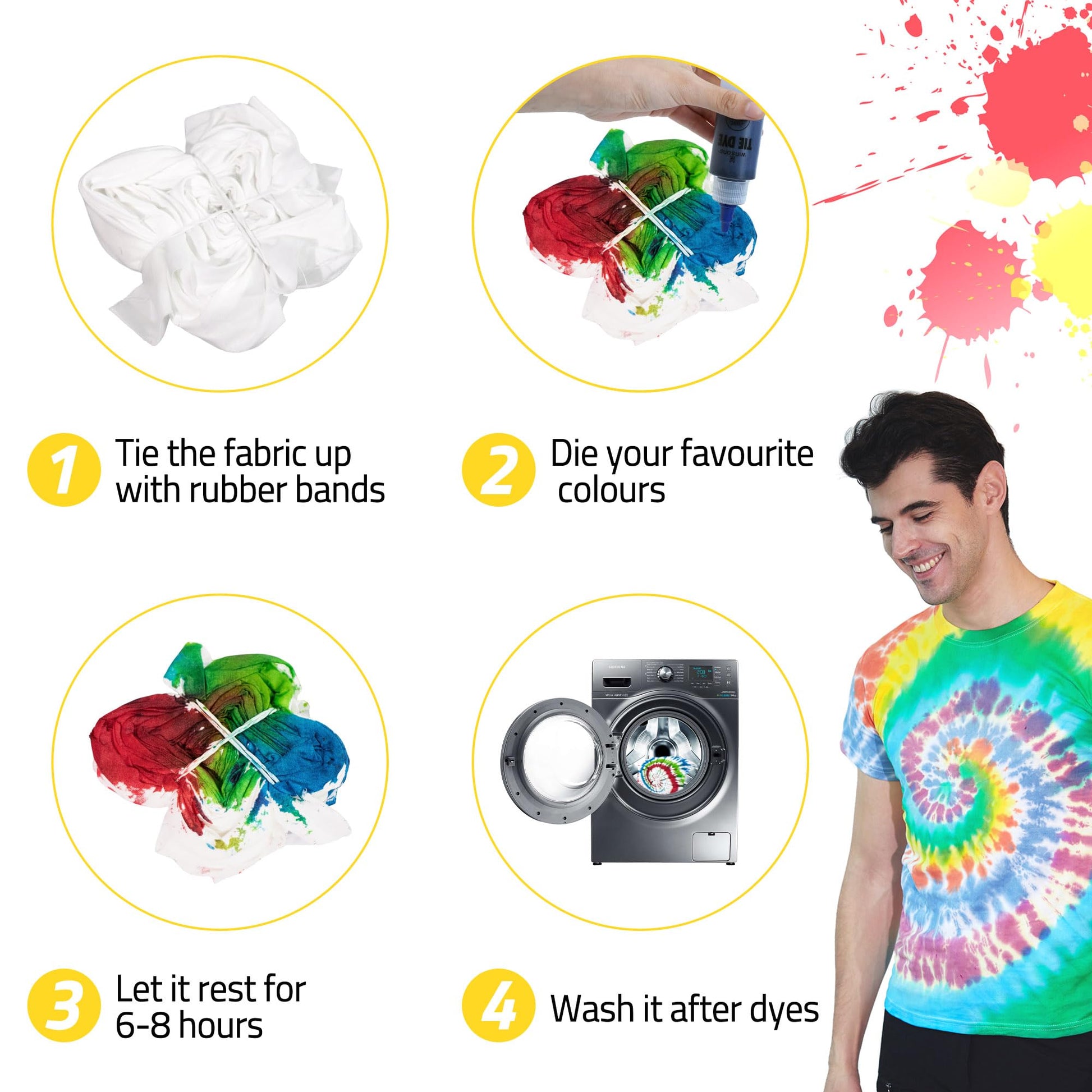 Tie Dye Kit, Tie Dye Set for Kids, 12 Vibrant Colors Pre-Filled Tye Dye Bottles, Non Toxic Permanent Fabric Dye Art Set, Easy DIY Fabric Art - Create Fun - Available at All In One Marketplace Canada