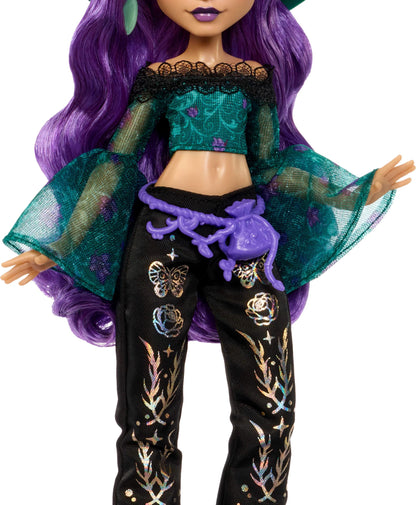 Monster High Doll, Moonspell Magic by Monster High Willow Thorne The Nature Witch with Hearing Aid, Cauldron Surprise & Accessories like Herb Jar