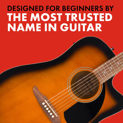 Fender California Debut Redondo CE Series Acoustic Guitar, Beginner Guitar, 2-Year Warranty, Includes Built-In Tuner, 2-Tone Sunburst Fender