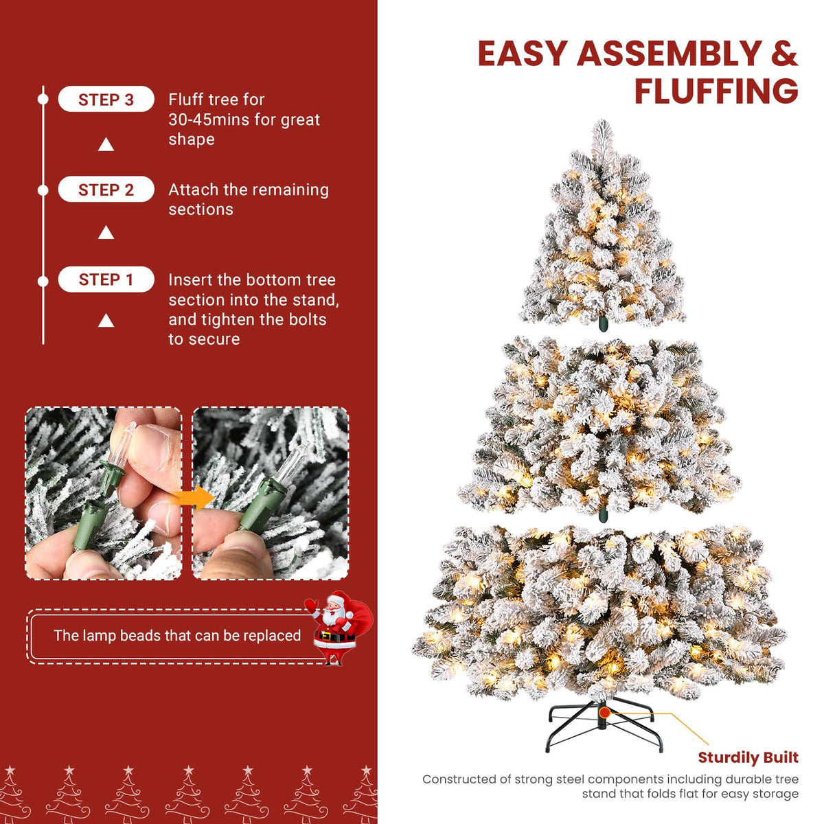 SHareconn 6ft Snow Flocked Spruce Pre-lit Artificial Christmas Tree, White 🍁 All In One Marketplace Canada
