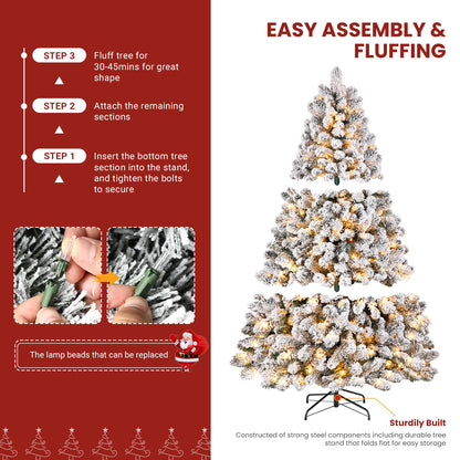 SHareconn 6ft Snow Flocked Spruce Pre-lit Artificial Christmas Tree, White 🍁 All In One Marketplace Canada