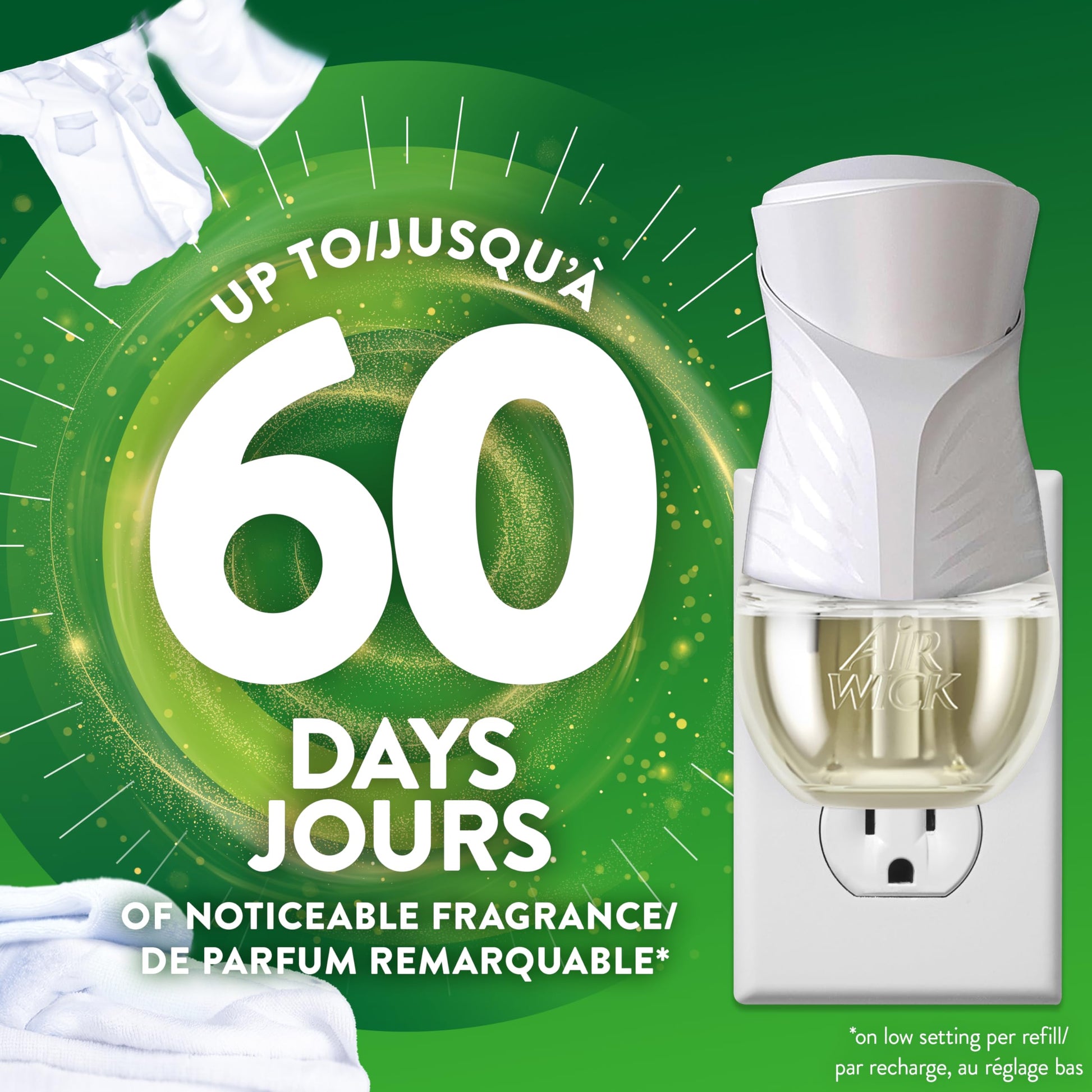 Air Wick Plug In Scented Oil Air Freshener for Home – Infused with Essential Oils, Adjustable Fragrance Control – Crisp Linen Scen – Includes 2 Warmers & 5 Refills - Available at All In One Marketplace Canada