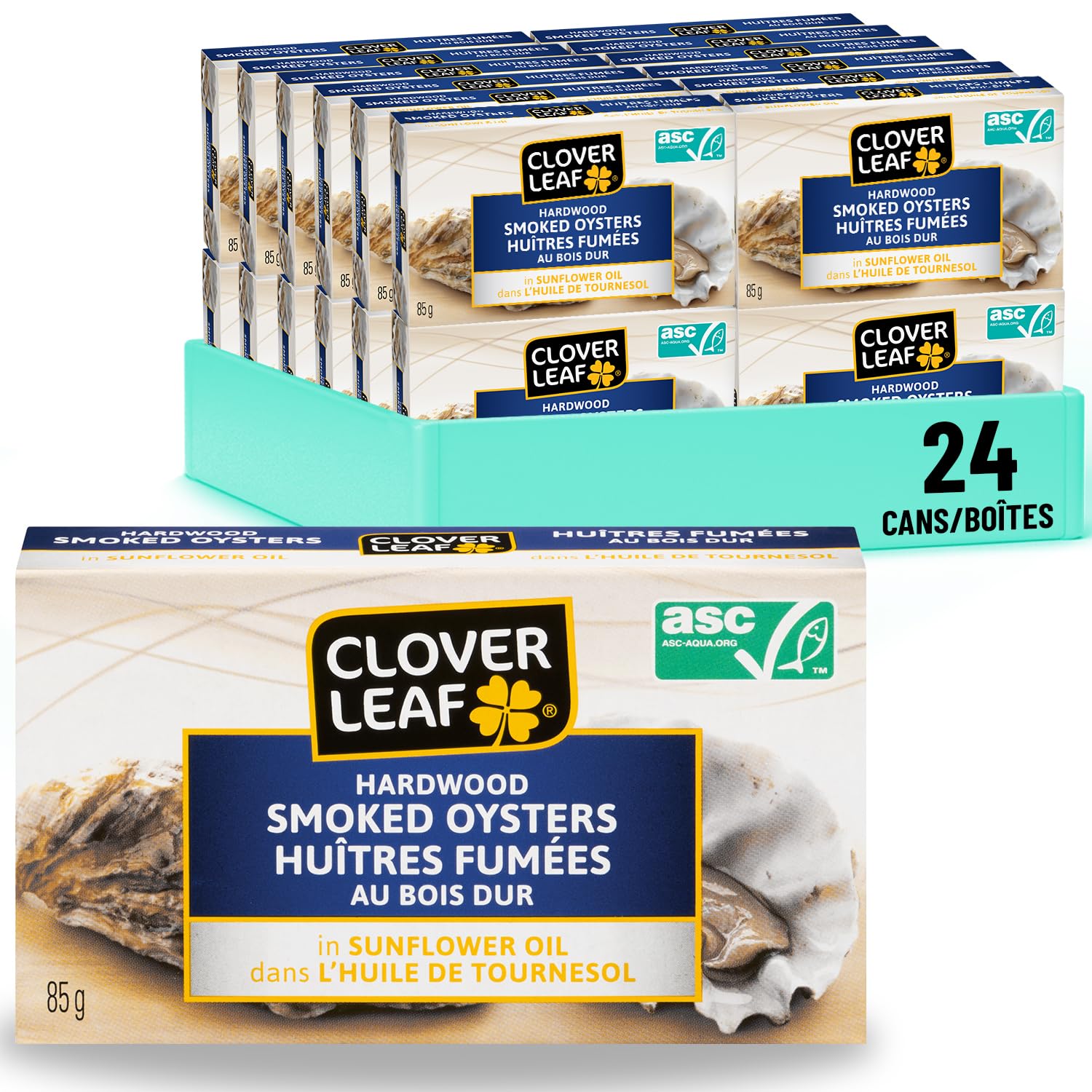 Clover Leaf Smoked Oysters In Sunflower Oil, 85g, 24 Count Clover Leaf