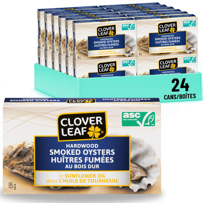Clover Leaf Smoked Oysters In Sunflower Oil, 85g, 24 Count Clover Leaf
