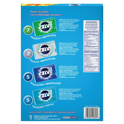 EXCEL Sugar-Free Chewing Gum Variety Pack - 24 Packs (12 Pieces Each)